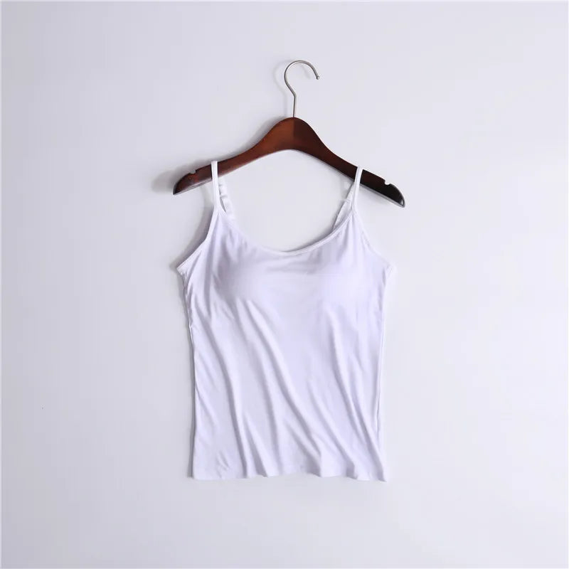 Sexy Tank With built-in bra Stretchy tight underwear no steel ring corset sling Sleeveless yoga sports casual T-shirt