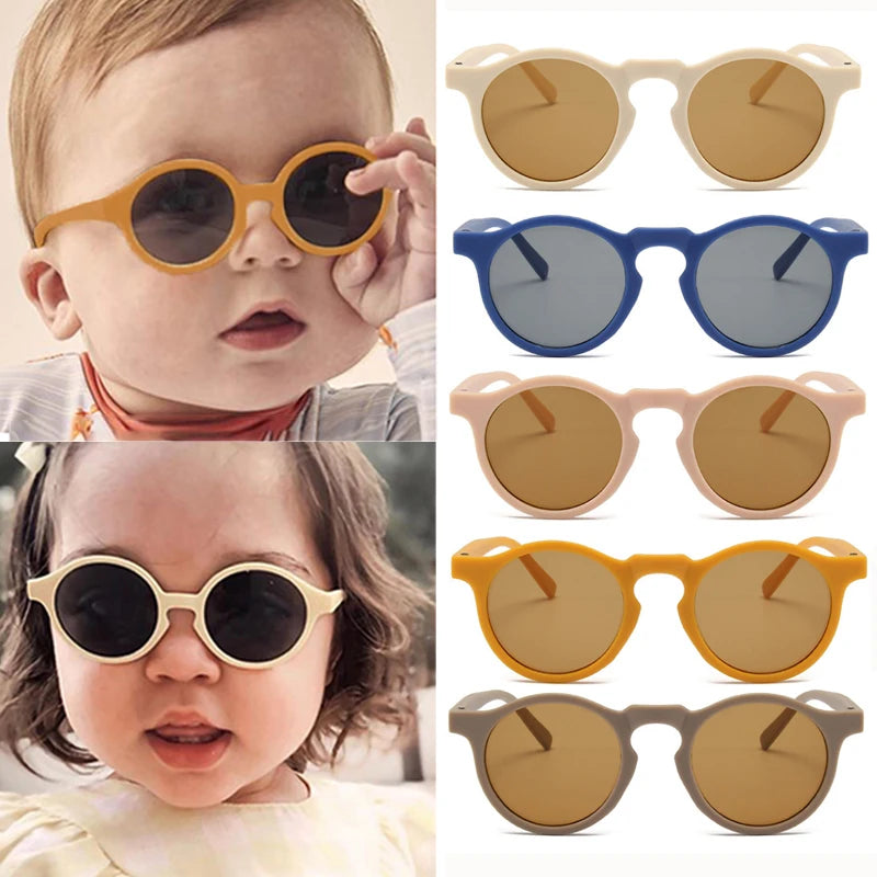 Cat Shop Boys - New Children Vintage Frosted Round Outdoor Sun Protection Sunglasses Baby Girls Acrylic UV400 Sunglasses Kids Fashion Glasses