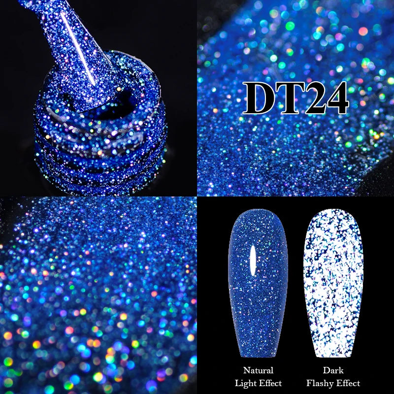 MEET ACROSS 7ml Snowflake White Gel Nail Polish Glitter Snow Sequin Soak Off UV Gel Nail Art Manicure DIY Nail Supplies Varnish