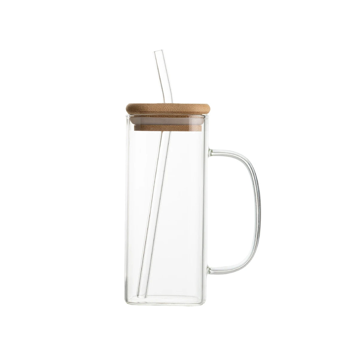 1PC 400ml Square Glass Mug With Lid Straw Heat Resistant Ice Coffee Mug Drinkware Glass