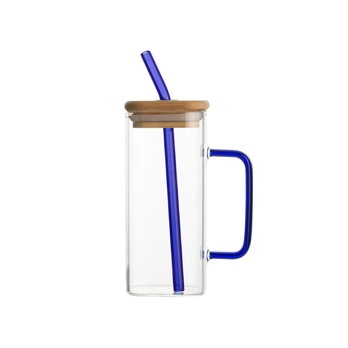 1PC 400ml Square Glass Mug With Lid Straw Heat Resistant Ice Coffee Mug Drinkware Glass