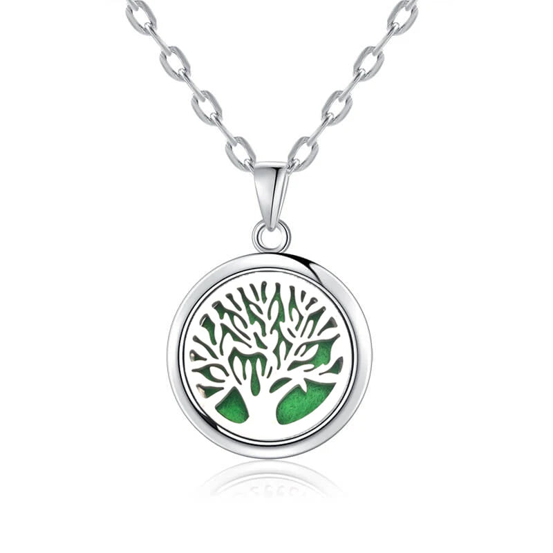 Cat Shop Boys - New Tree Of Life Aromatherapy Necklace Stainless Steel Essential Oil Diffuser Amulet Perfume Locket Pendant Women Jewelry Gift