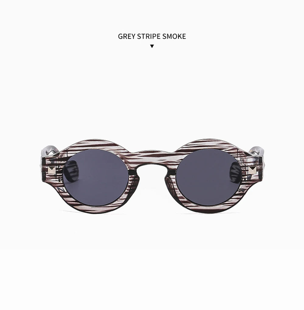 Cat Shop Boys - Vintage Rivet Small Round Sunglasses Women Men Metal Hinge Glasses Frame Grey Transparent Shades Outdoor Eyewear Lentes Очки