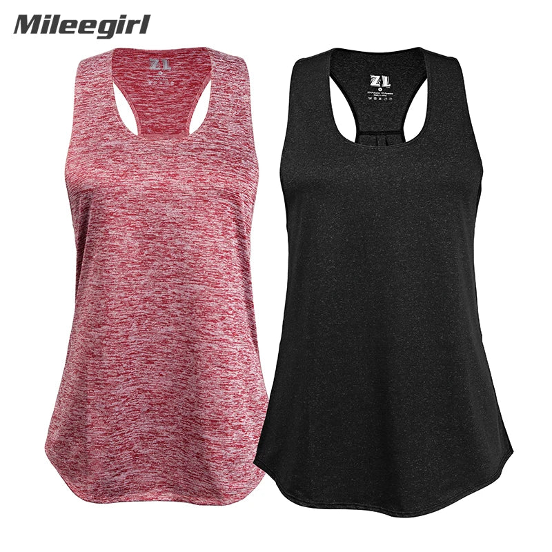 Mileegirl Sleeveless Yoga Top Women Quick Dry Breathable Running Sports Top Sleeveless Fitness Gym Workout Top Yoga Shirt