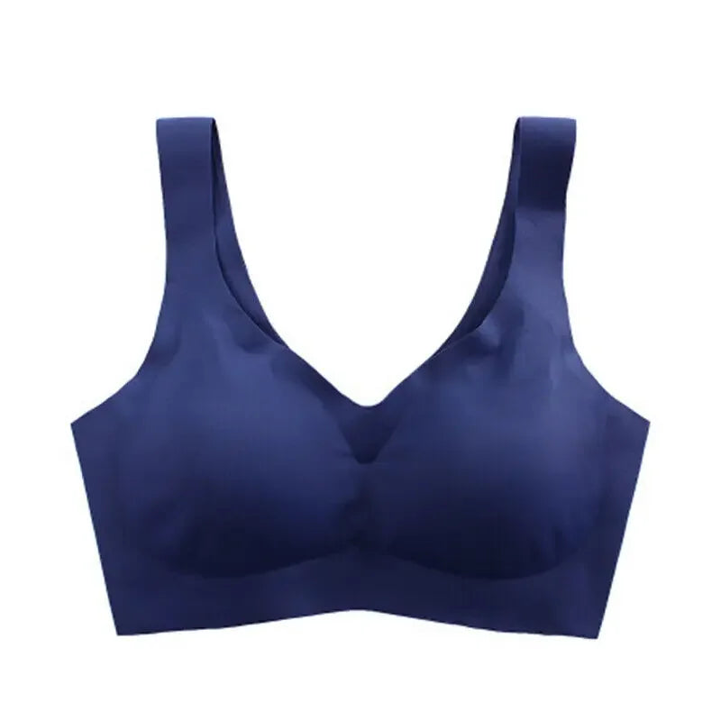 New Women Ice Silk Seamless Bra Removable Chest Pad Lifting Bralette Underwear No Steel Ring Breathable Push Up Yoga Vest Bras