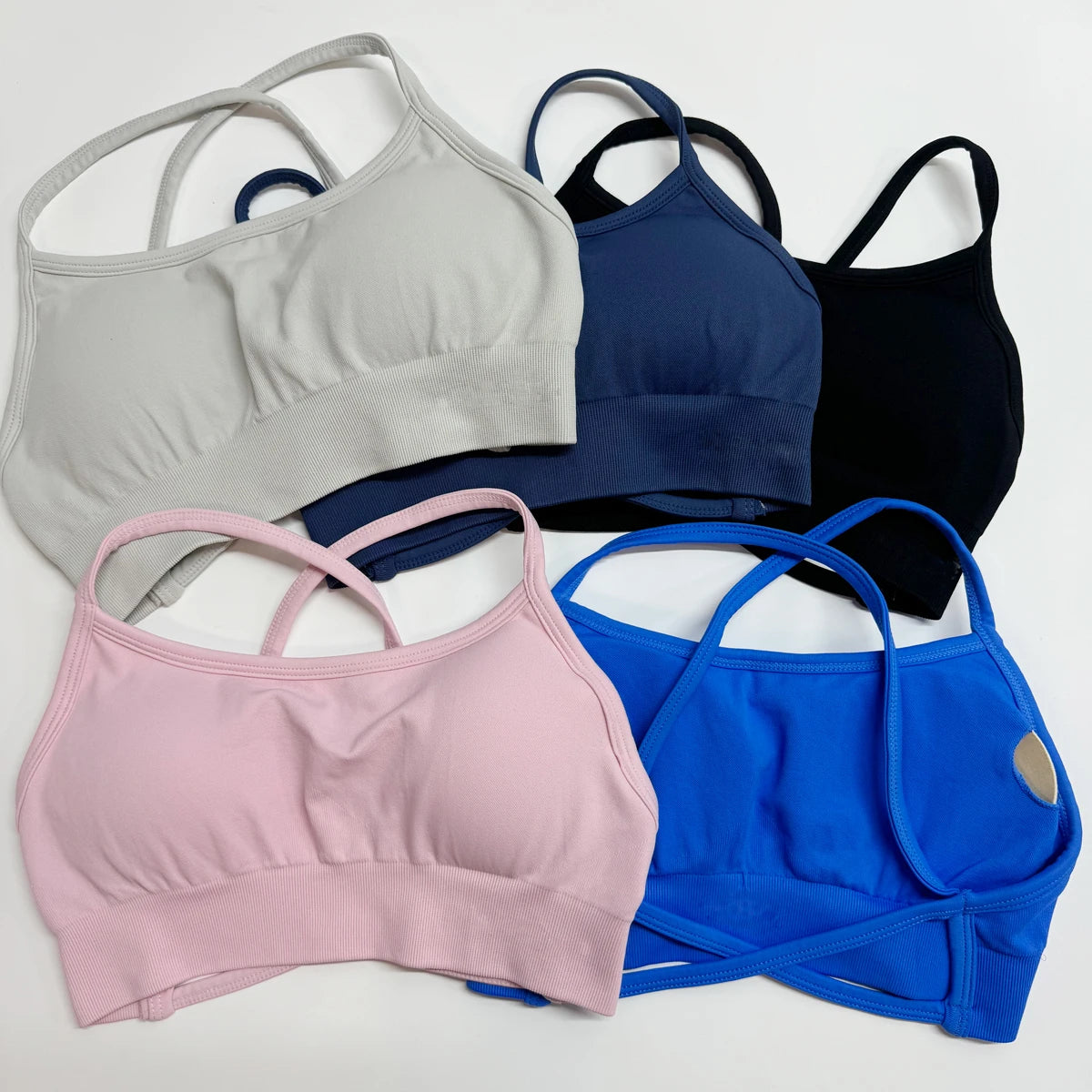 Dynamic Backless Sports Bra Women Seamless Yoga Top Bra Medium Support Padded Gym Crop Top Stretchy Fitness Sports Top