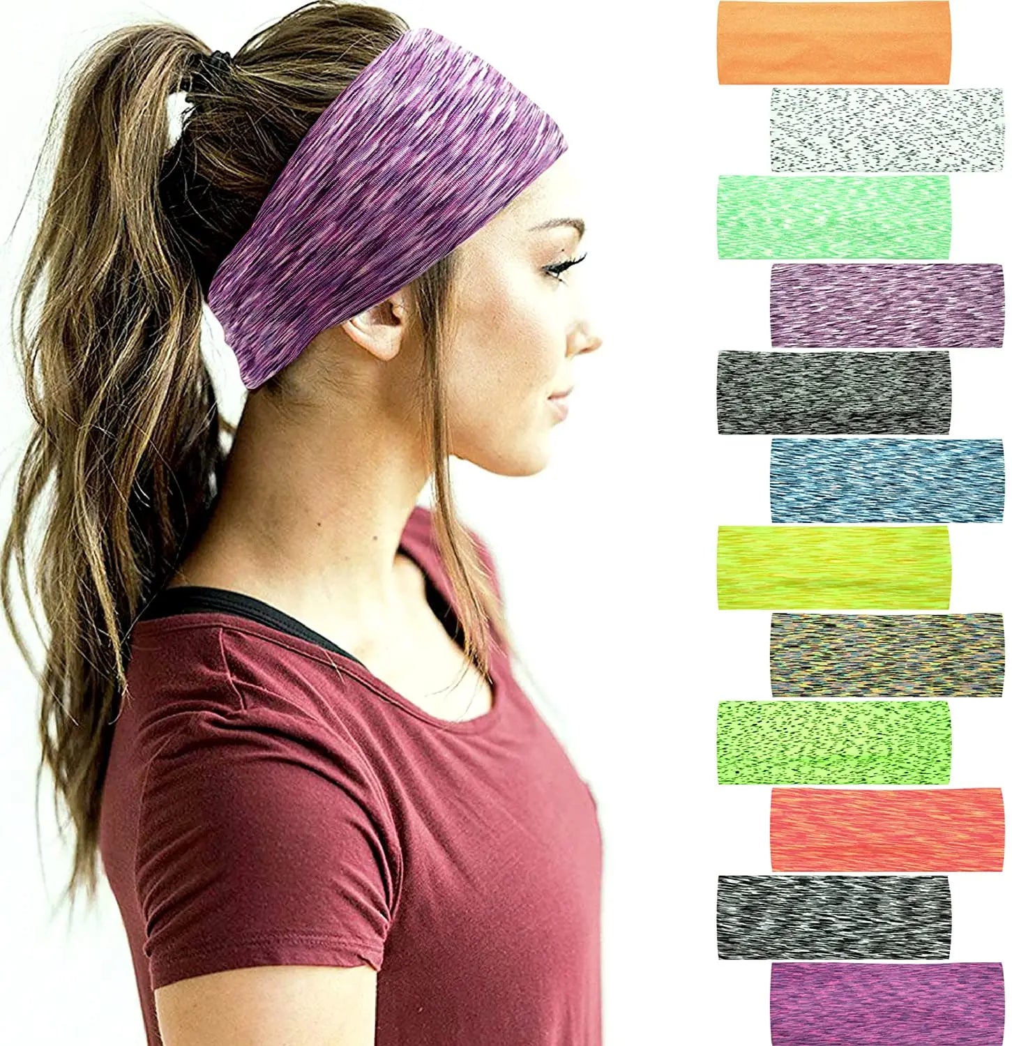 Sweatband for Men Women Elastic Sport Hairbands Head Band Yoga Headbands Headwear Headwrap Sport Workout Hair Accessories