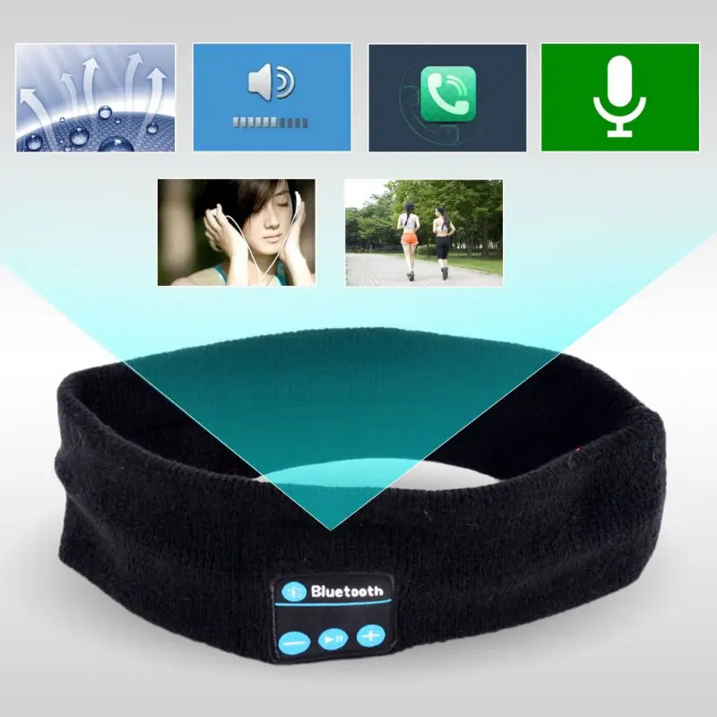 Men's and Women's Wireless Bluetooth Headset Nightcap Sports Headset with Speaker Training Jogging Yoga Headband Hairband