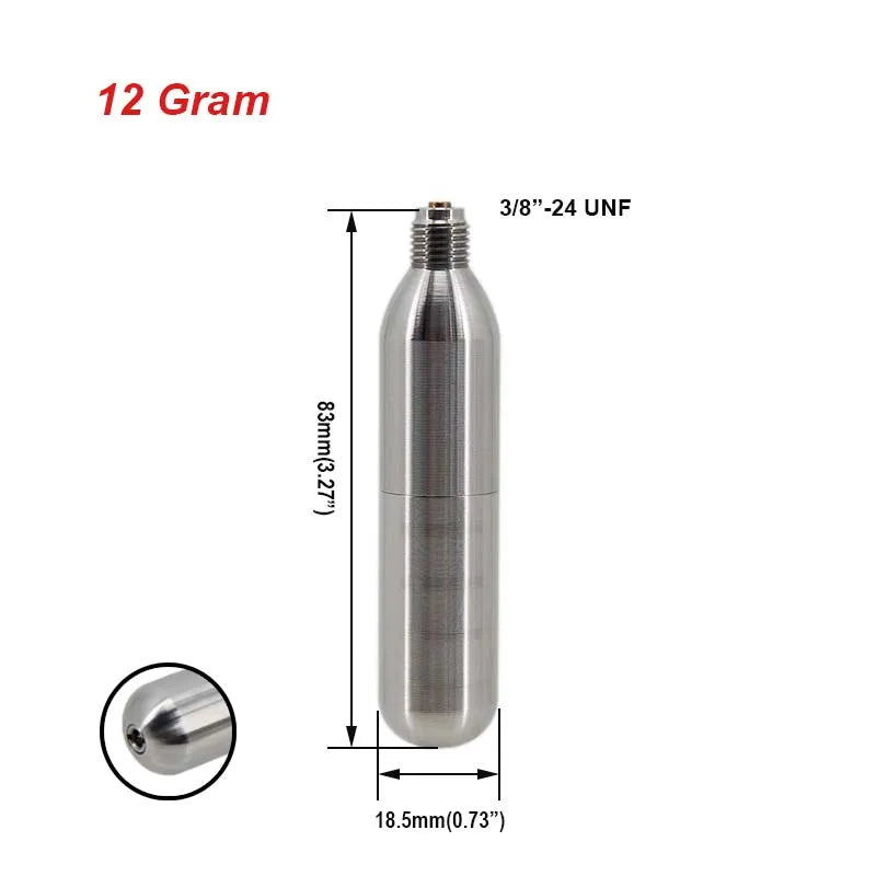 Refillable Co2 Cartridge SS304 3/8-24UNF Thread Co2 Dispensing Accessory for Cocktails, Seltzers, Carbonated Growlers Beer Keg