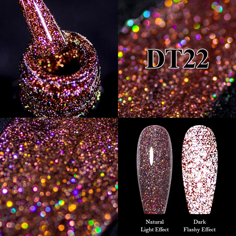 MEET ACROSS 7ml Snowflake White Gel Nail Polish Glitter Snow Sequin Soak Off UV Gel Nail Art Manicure DIY Nail Supplies Varnish