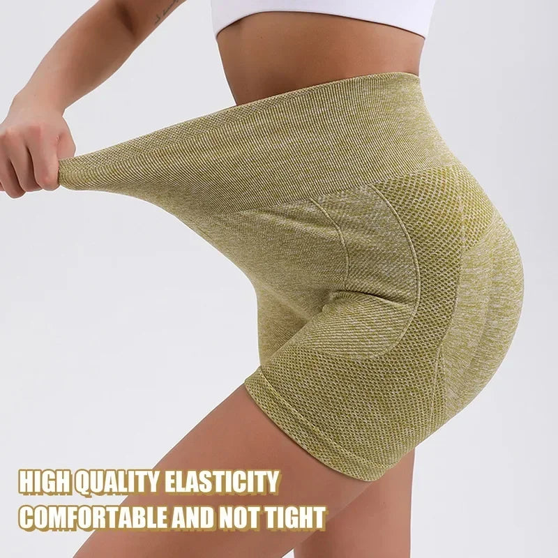 Women Yoga Shorts High Waist Butt Lifting Workout Fitness Tights Tummy Control Gym Running Stretched Pants Casual Sportswear