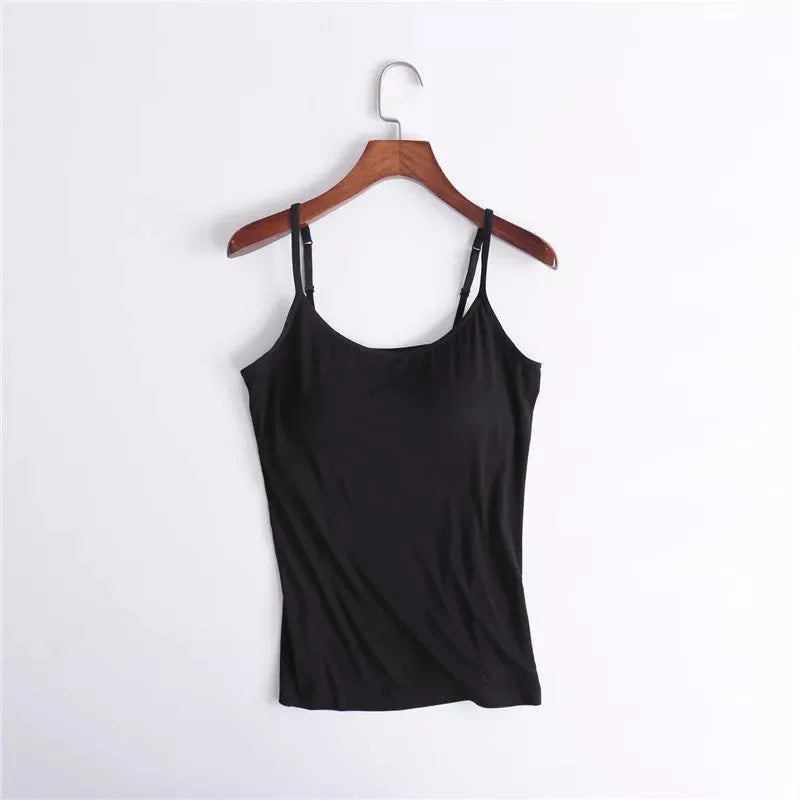 Sexy Tank With built-in bra Stretchy tight underwear no steel ring corset sling Sleeveless yoga sports casual T-shirt