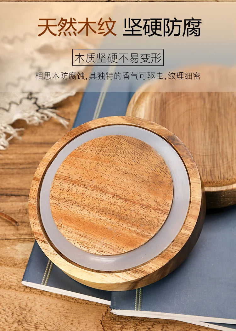 Wood Lid Orgnizer Glass Airtight Canister Kitchen Storage Bottles Jar Sealed Food Container Ginger Cereal Dispenser Stash Cans