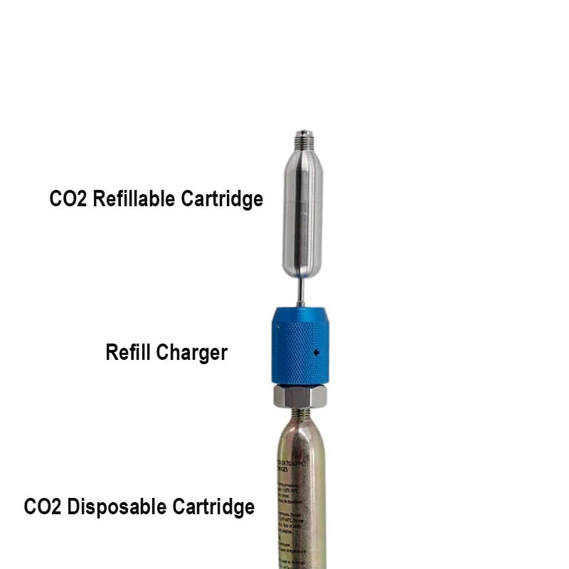 Refillable Co2 Cartridge SS304 3/8-24UNF Thread Co2 Dispensing Accessory for Cocktails, Seltzers, Carbonated Growlers Beer Keg