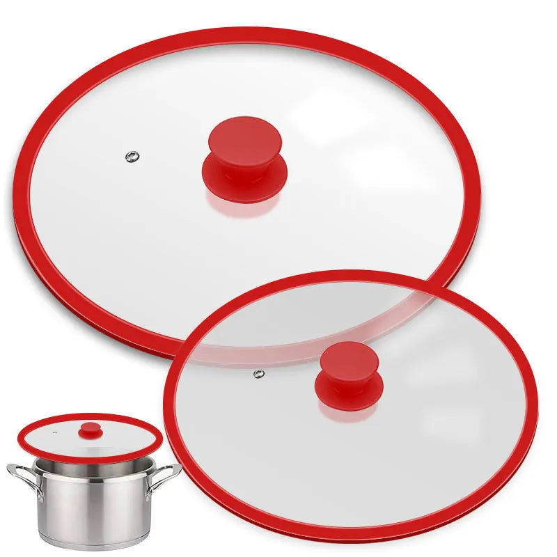 Multi Size Universal Lid for Pots Pans Cookware Tempered Glass Lid for Skillets with Silicone Rim Replacement Lid for Frying Pan