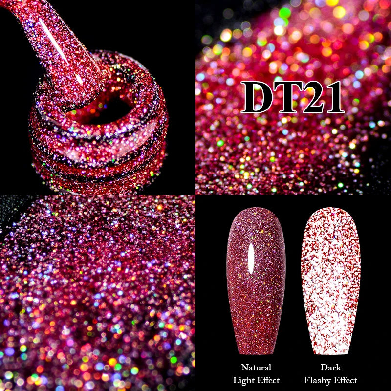 MEET ACROSS 7ml Snowflake White Gel Nail Polish Glitter Snow Sequin Soak Off UV Gel Nail Art Manicure DIY Nail Supplies Varnish