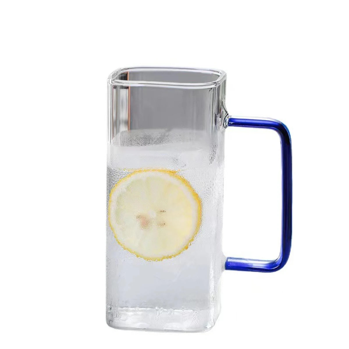 1PC 400ml Square Glass Mug With Lid Straw Heat Resistant Ice Coffee Mug Drinkware Glass