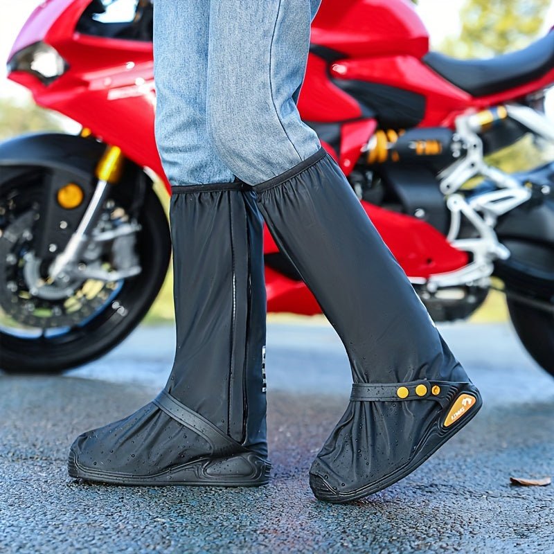 Cat Shop Boys - A pair Cross border wear - resistant PVC outdoor motorcycle rainproof shoe cover, anti slip adult high cylinder rain shoe cover, external water shoes and rain boots