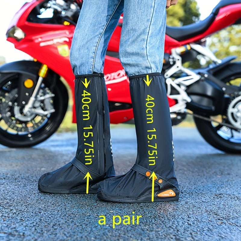 Cat Shop Boys - A pair Cross border wear - resistant PVC outdoor motorcycle rainproof shoe cover, anti slip adult high cylinder rain shoe cover, external water shoes and rain boots