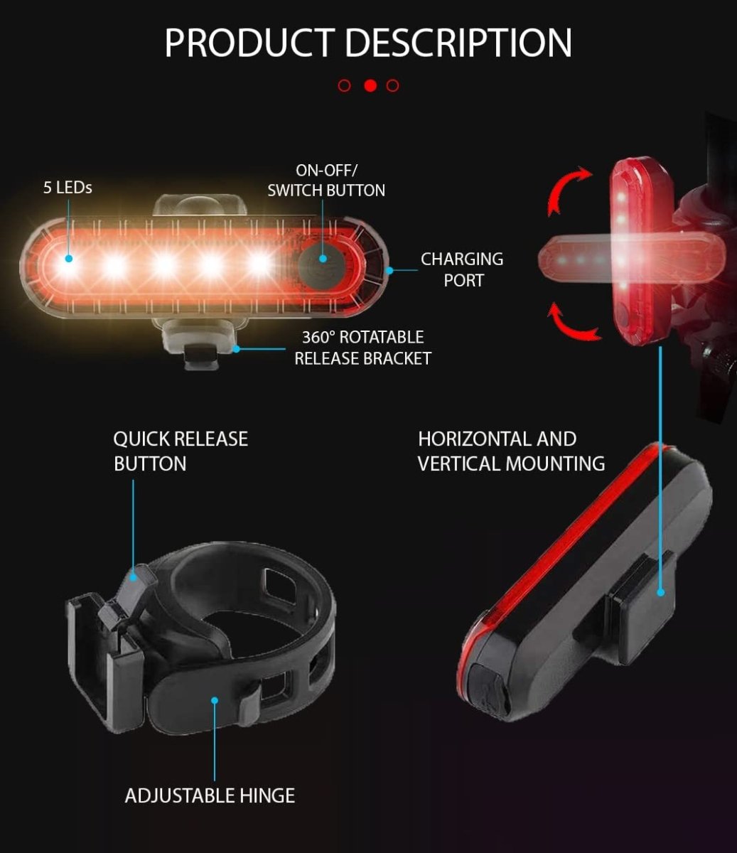 Cat Shop Boys - A USB Rechargeable LED Bicycle Light Set, Including Front And Rear Aluminum Bicycle Lights, a Front Light, a Power Bank, And a Phone Holder.