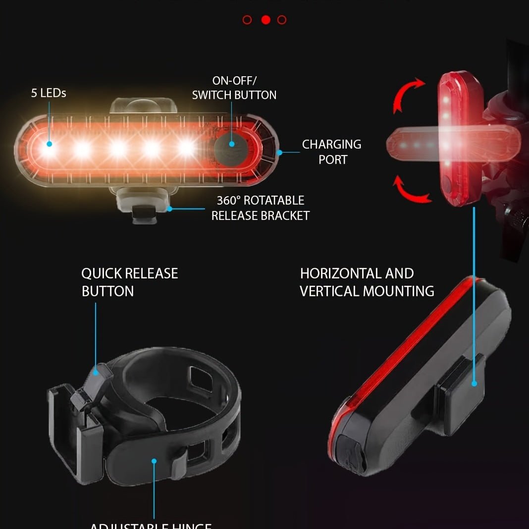 Cat Shop Boys - A USB Rechargeable LED Bicycle Light Set, Including Front And Rear Aluminum Bicycle Lights, a Front Light, a Power Bank, And a Phone Holder.