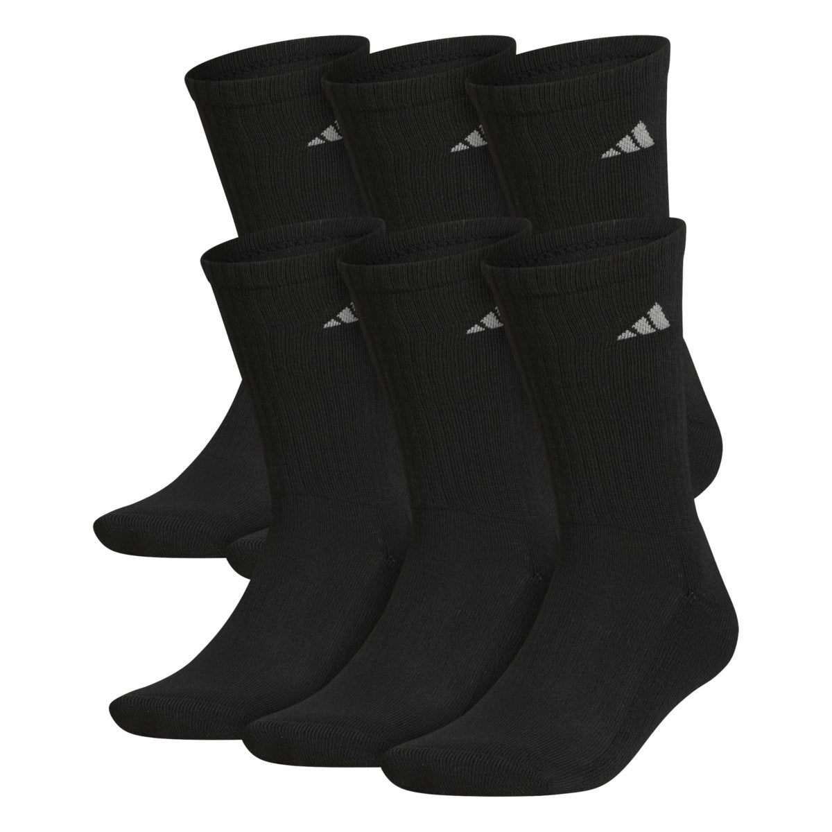 Cat Shop Boys - adidas Men's Athletic Cushioned Crew Socks with Arch Compression for a Secure fit (6 - Pair), Black/Aluminum 2, Large