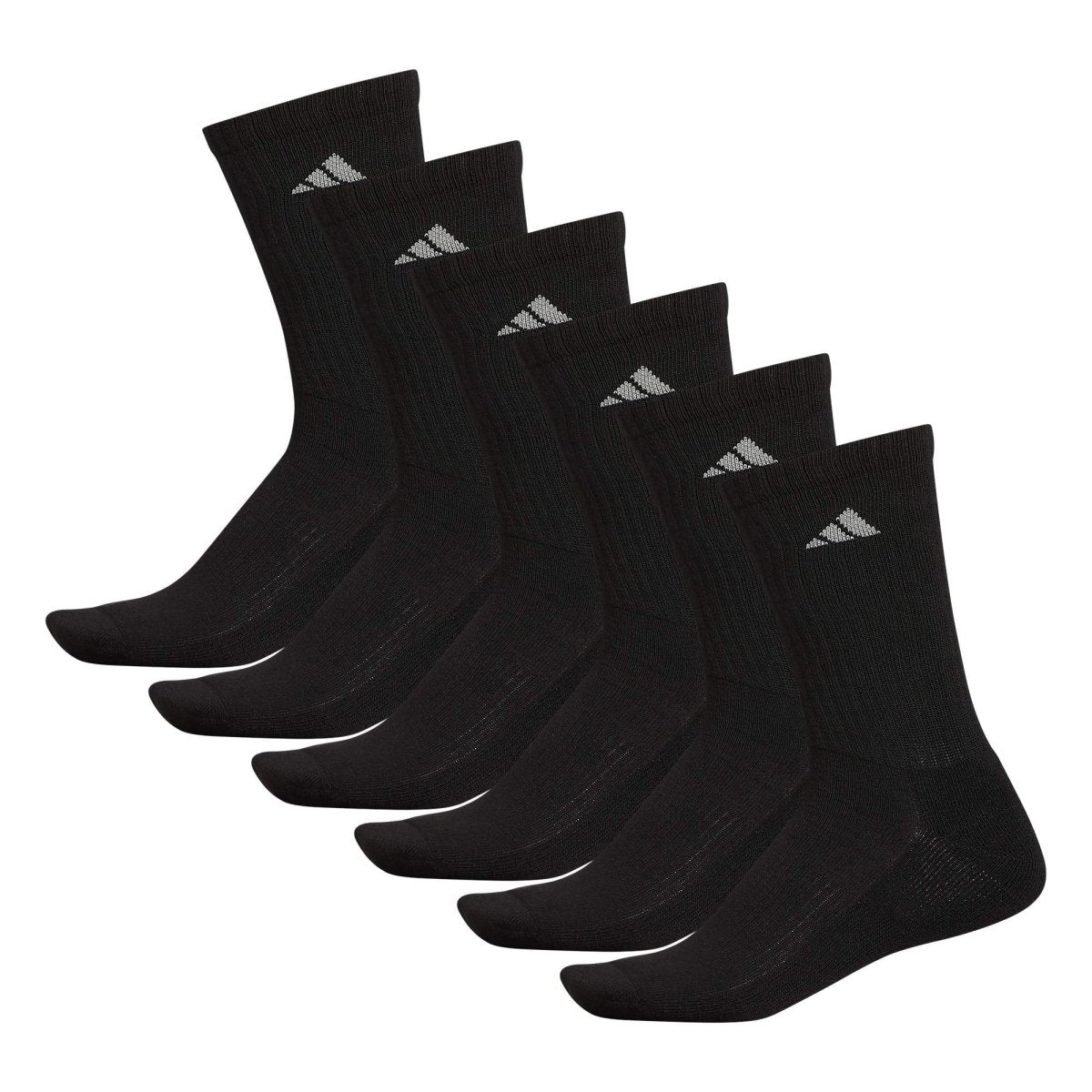 Cat Shop Boys - adidas Men's Athletic Cushioned Crew Socks with Arch Compression for a Secure fit (6 - Pair), Black/Aluminum 2, Large