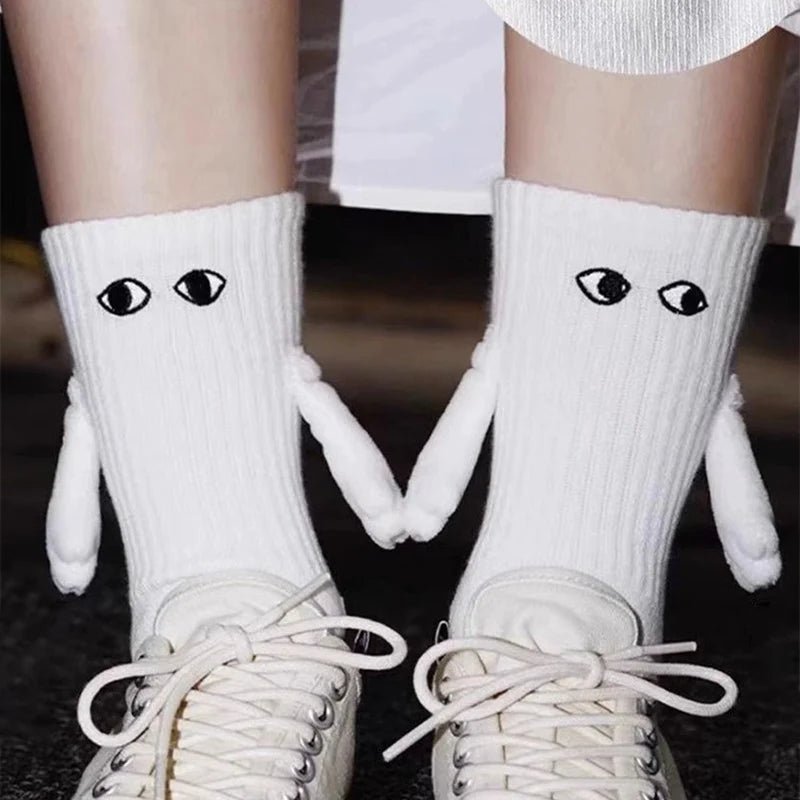 Cat Shop Boys - Alobee 1/2Pairs Harajuku Couple Cotton Sock Magnetic Suction Hand In Hand Socks Black White Unisex Holding Hands Long Socks