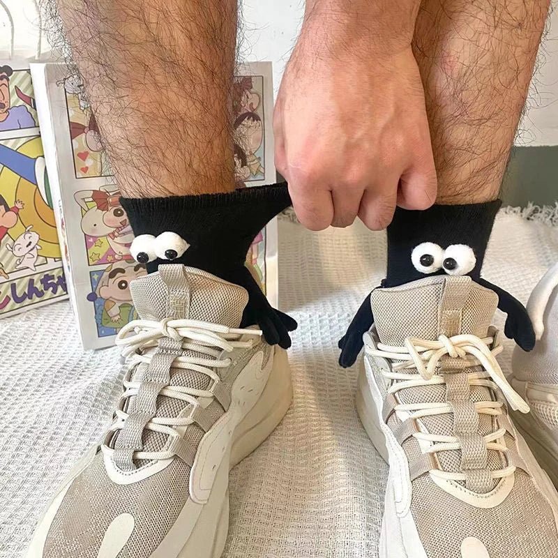 Cat Shop Boys - Alobee 1/2Pairs Harajuku Couple Cotton Sock Magnetic Suction Hand In Hand Socks Black White Unisex Holding Hands Long Socks