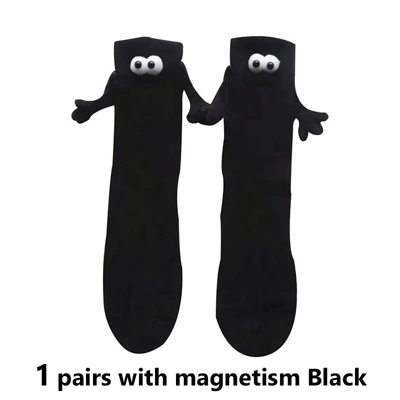 Cat Shop Boys - Alobee 1/2Pairs Harajuku Couple Cotton Sock Magnetic Suction Hand In Hand Socks Black White Unisex Holding Hands Long Socks