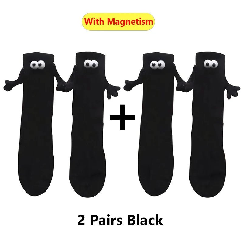 Cat Shop Boys - Alobee 1/2Pairs Harajuku Couple Cotton Sock Magnetic Suction Hand In Hand Socks Black White Unisex Holding Hands Long Socks