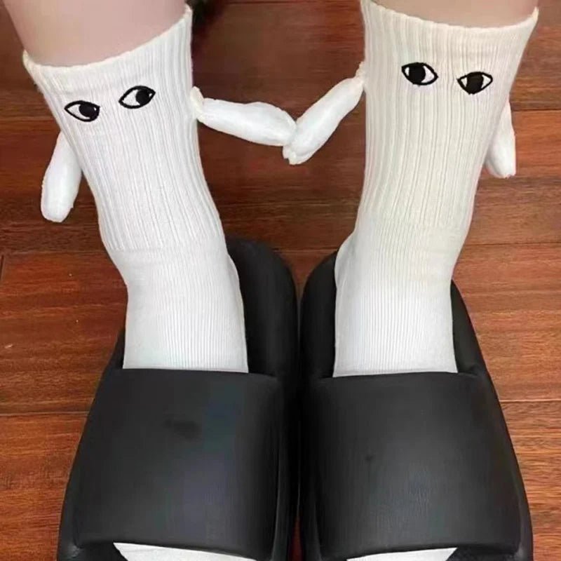 Cat Shop Boys - Alobee 1/2Pairs Harajuku Couple Cotton Sock Magnetic Suction Hand In Hand Socks Black White Unisex Holding Hands Long Socks