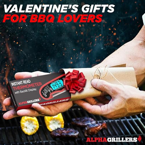 Cat Shop Boys - Alpha Grillers Instant Read Meat Thermometer for Cooking Grilling and Griddle Accessories Kitchen Essentials - Waterproof Backlight & Calibration, Birthday Mens Gifts Valentines Day Gifts for Him