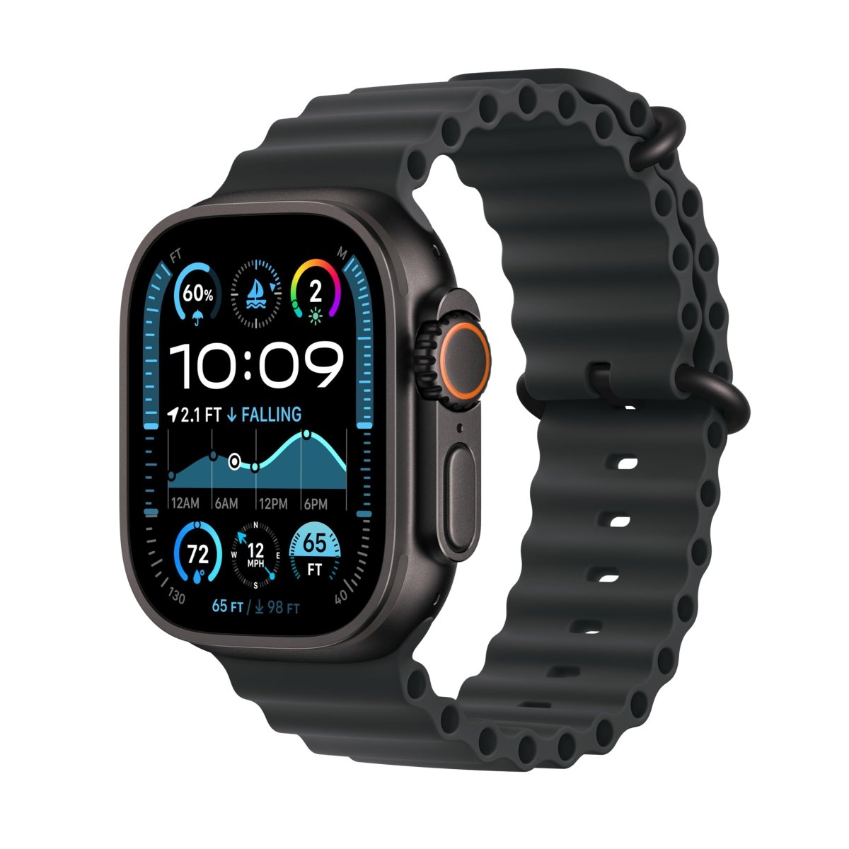 Cat Shop Boys - Apple Watch Ultra 2 [GPS + Cellular 49mm] Smartwatch, Sport Watch with Black Titanium Case with Black Ocean Band. Fitness Tracker, Precision GPS, Action Button, Extra - Long Battery Life