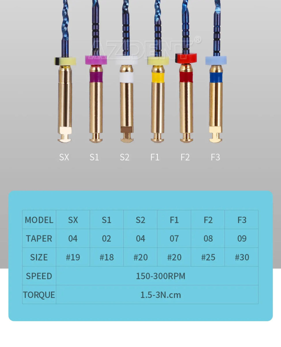 Cat Shop Boys - Azdent 6pcs/Pack 25mm SX Dental Files Root Canal Use Rotary Heat Activated Endodontic Files Rotating File Dentistry Instruments