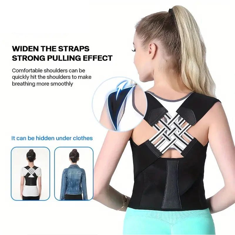 Cat Shop Boys - Back Brace Posture Corrector for Women and Men, Shoulder Straightener Adjustable Full Back Support Upper and Lower