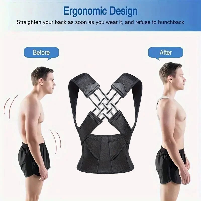 Cat Shop Boys - Back Brace Posture Corrector for Women and Men, Shoulder Straightener Adjustable Full Back Support Upper and Lower