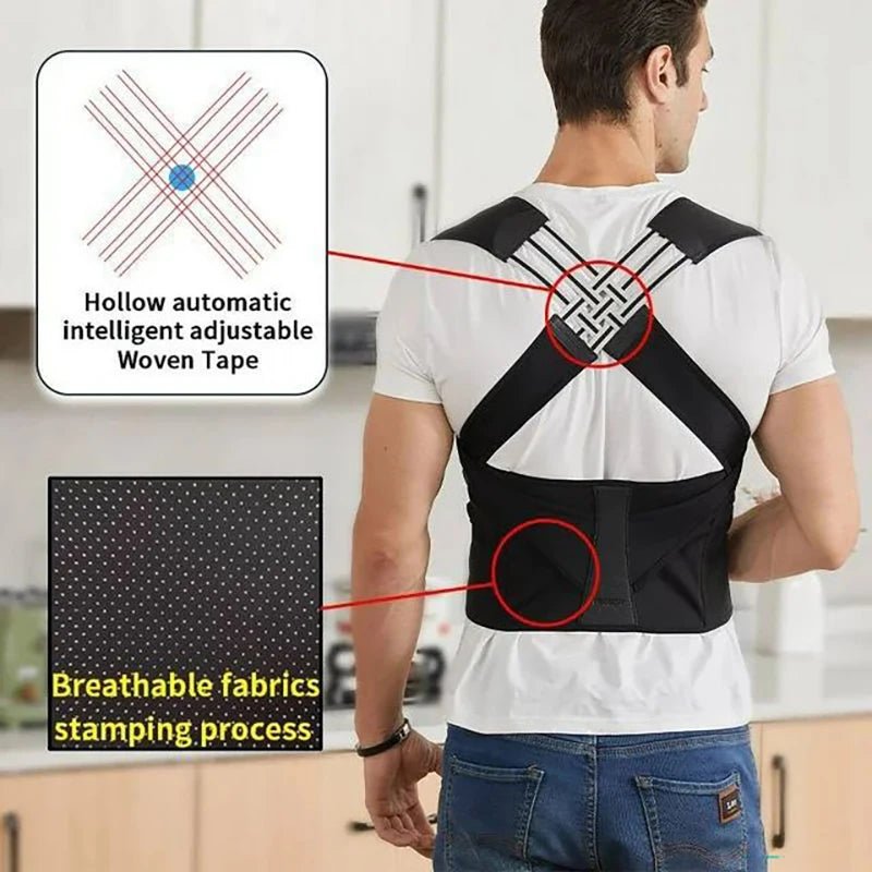 Cat Shop Boys - Back Brace Posture Corrector for Women and Men, Shoulder Straightener Adjustable Full Back Support Upper and Lower