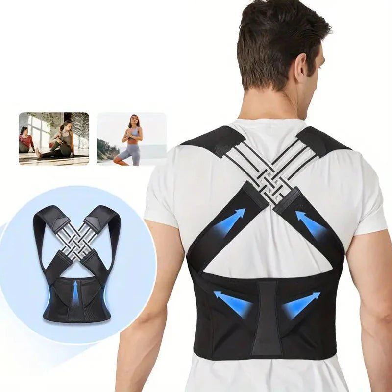 Cat Shop Boys - Back Brace Posture Corrector for Women and Men, Shoulder Straightener Adjustable Full Back Support Upper and Lower