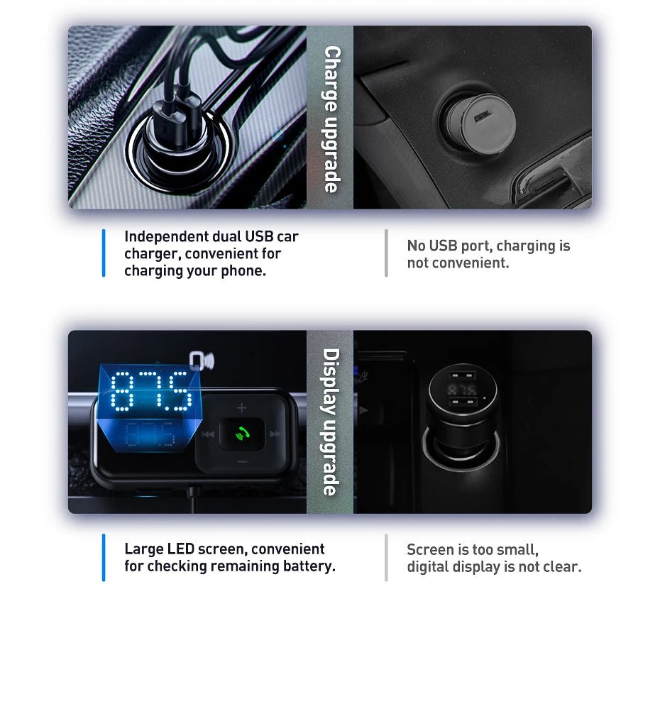 Cat Shop Boys - Baseus Car FM Transmitter Bluetooth - compatible 5.0 USB Car Charger AUX Handsfree Wireless Kit Auto Radio Modulator MP3 Player