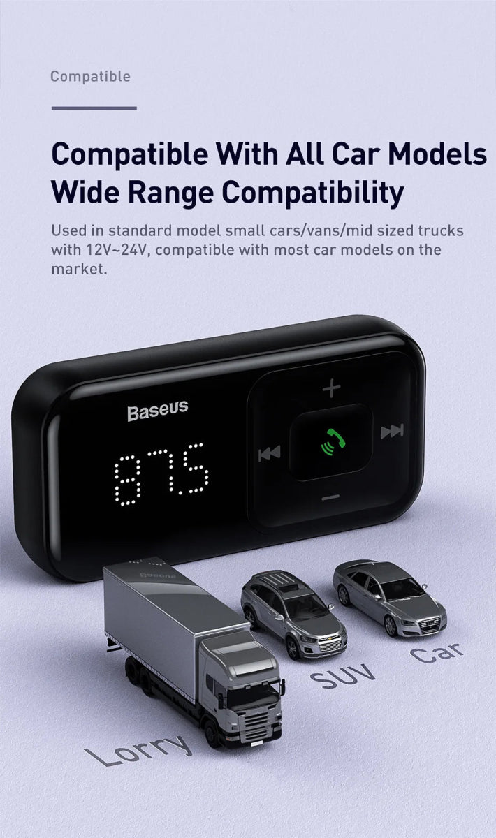 Cat Shop Boys - Baseus Car FM Transmitter Bluetooth - compatible 5.0 USB Car Charger AUX Handsfree Wireless Kit Auto Radio Modulator MP3 Player