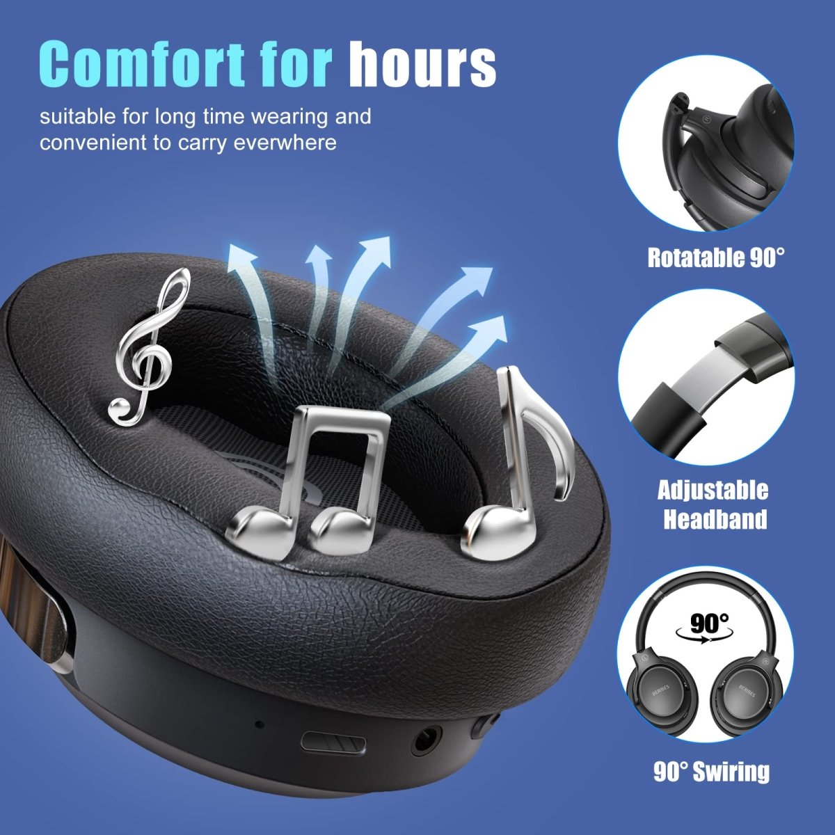 Cat Shop Boys - BERIBES Bluetooth Headphones Over Ear, 65H Playtime and 6 EQ Music Modes Wireless Headphones with Microphone, HiFi Stereo Foldable Lightweight Headset, Deep Bass for Home Office Cellphone PC Ect.