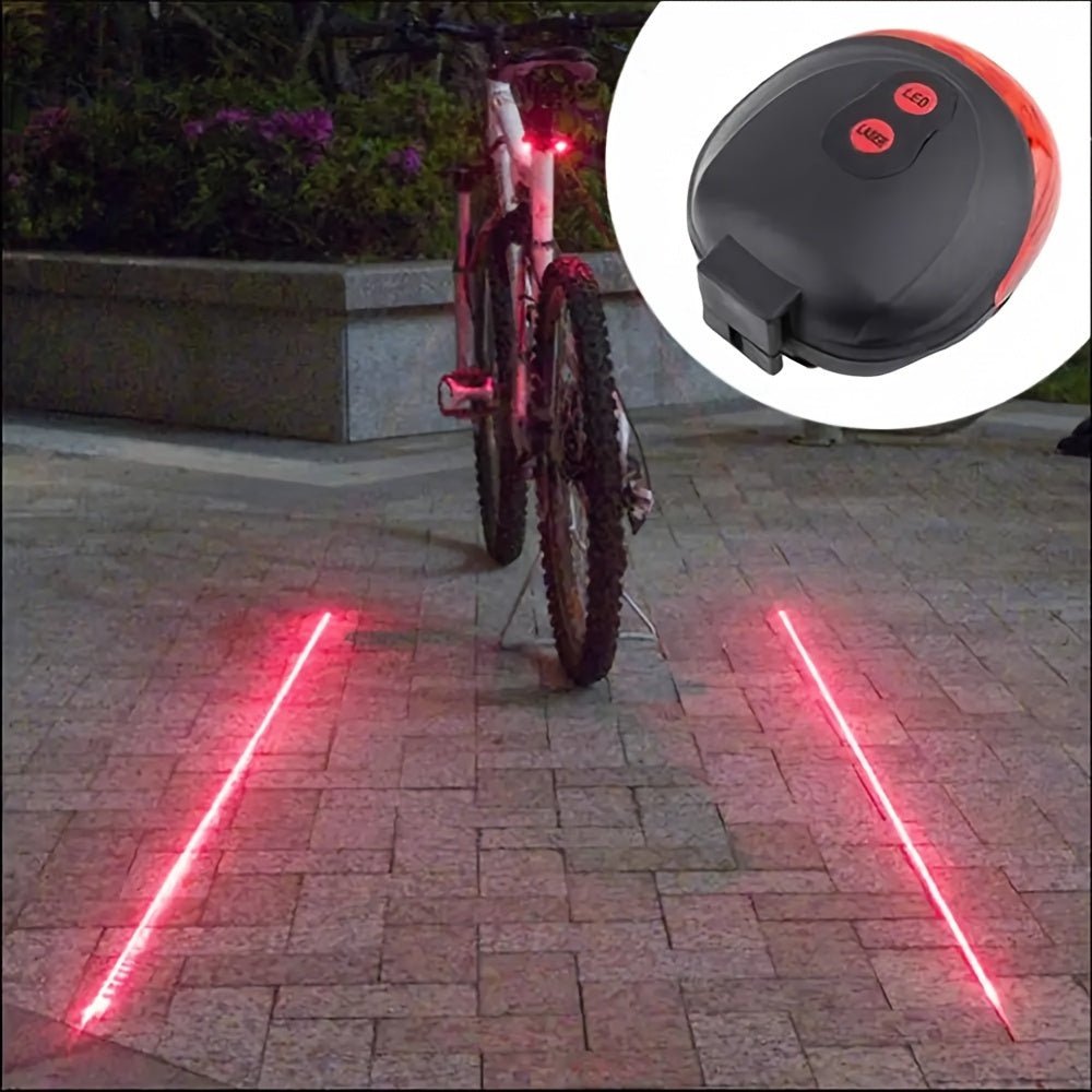 Cat Shop Boys - Bicycle LED Tail Light with 5 LED Lights and 2 Laser Beams - ABS Material, Seatpost Installation, Battery Powered, Does Not Include AAA Batteries, Suitable for 36V or Below