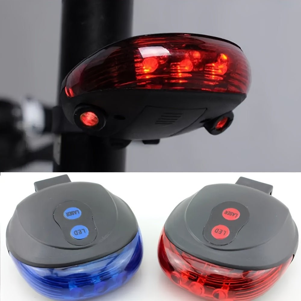 Cat Shop Boys - Bicycle LED Tail Light with 5 LED Lights and 2 Laser Beams - ABS Material, Seatpost Installation, Battery Powered, Does Not Include AAA Batteries, Suitable for 36V or Below