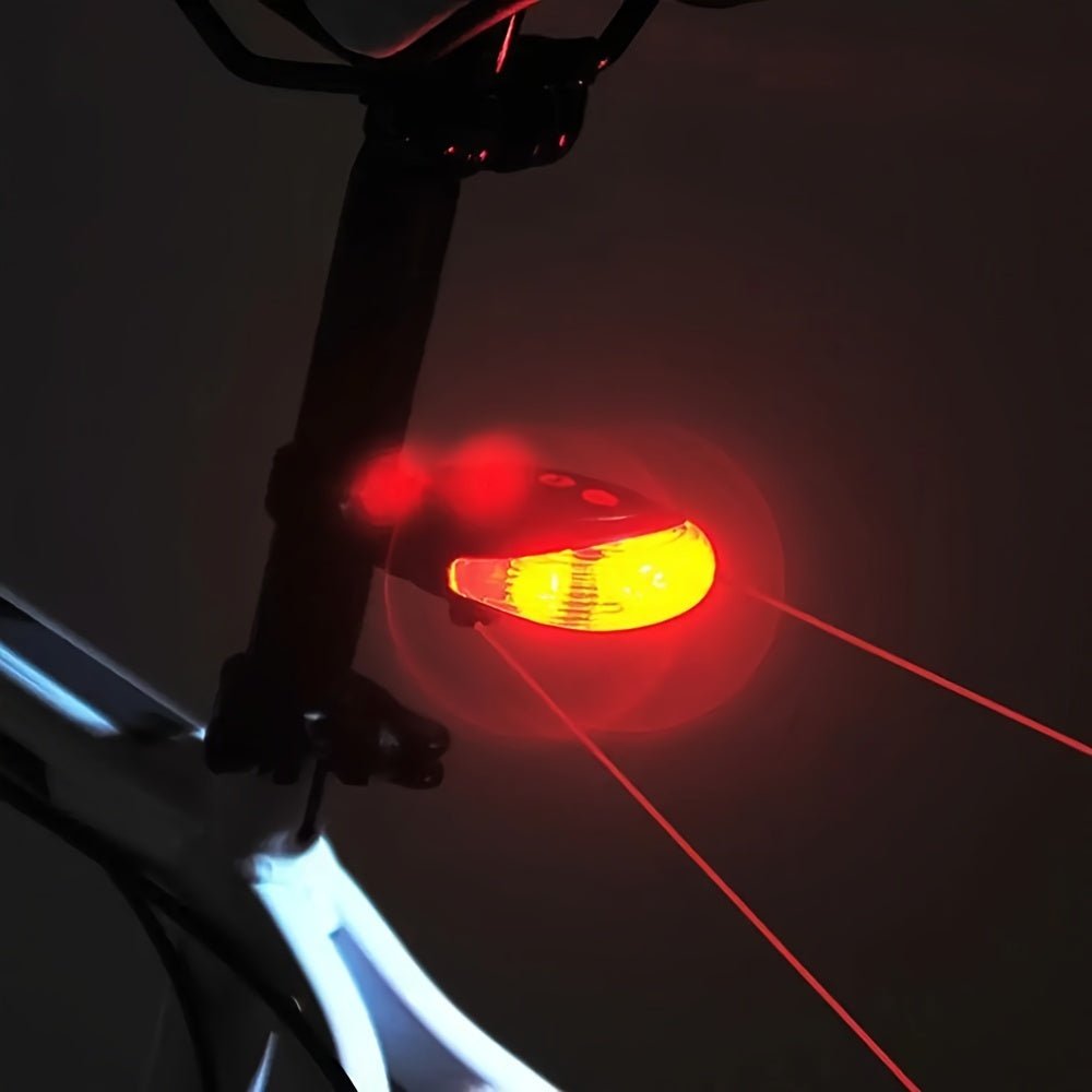 Cat Shop Boys - Bicycle LED Tail Light with 5 LED Lights and 2 Laser Beams - ABS Material, Seatpost Installation, Battery Powered, Does Not Include AAA Batteries, Suitable for 36V or Below