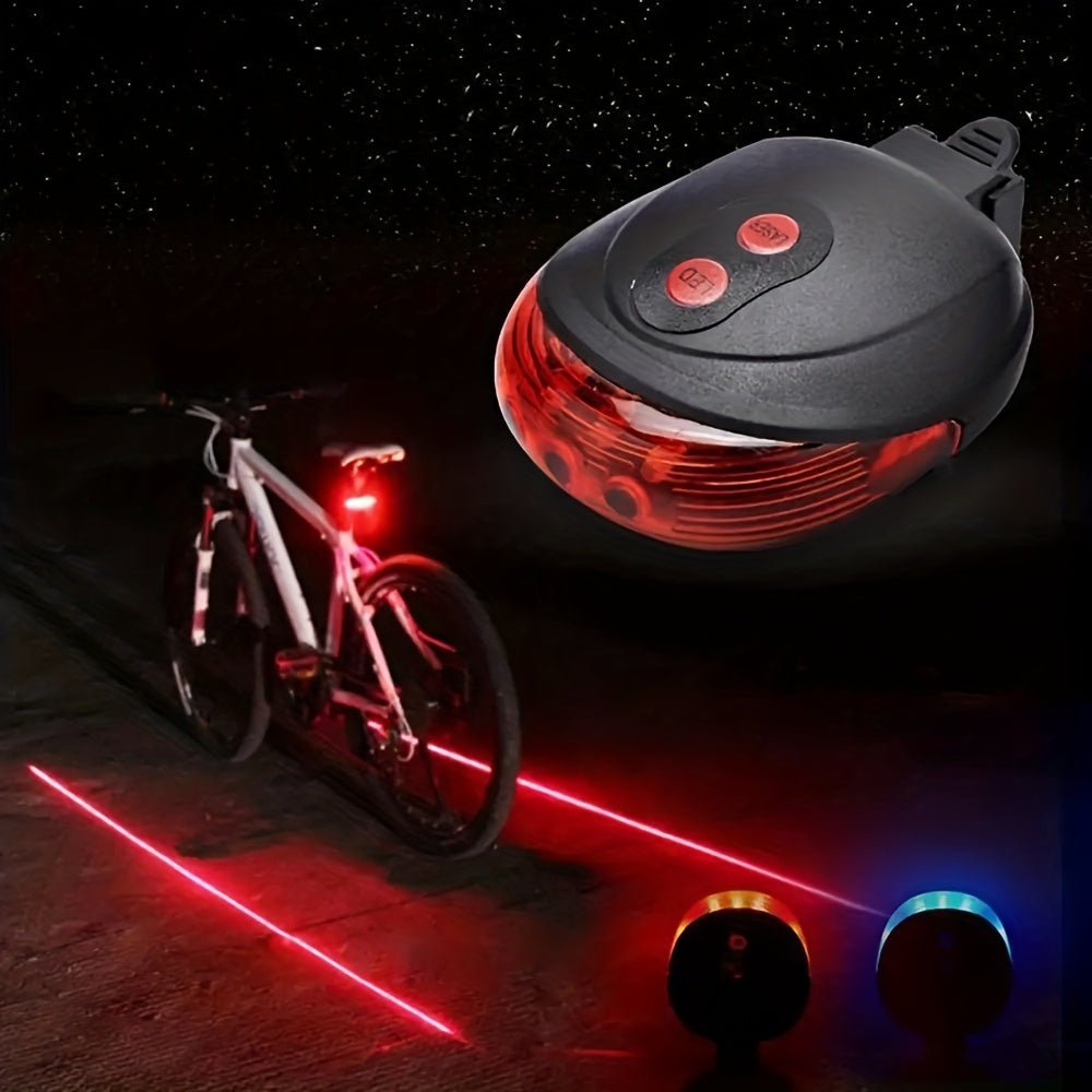 Cat Shop Boys - Bicycle LED Tail Light with 5 LED Lights and 2 Laser Beams - ABS Material, Seatpost Installation, Battery Powered, Does Not Include AAA Batteries, Suitable for 36V or Below