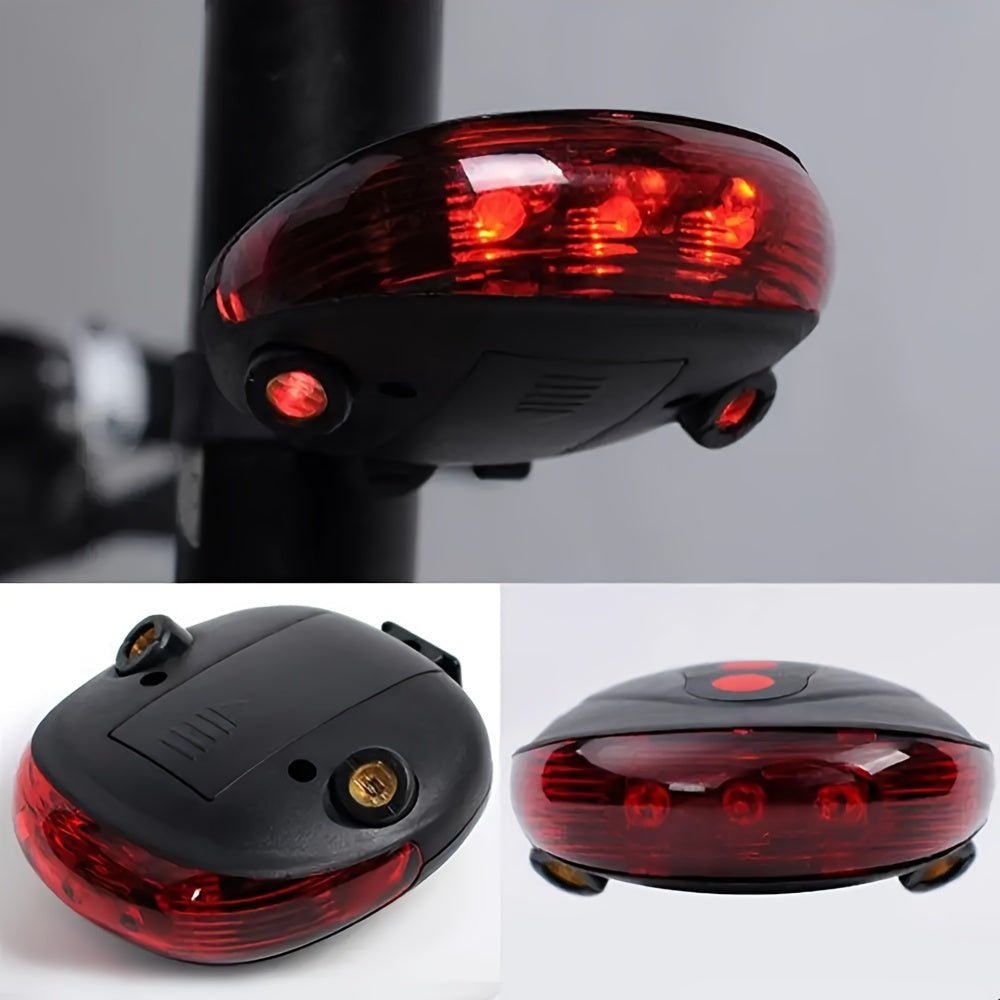 Cat Shop Boys - Bicycle LED Tail Light with 5 LED Lights and 2 Laser Beams - ABS Material, Seatpost Installation, Battery Powered, Does Not Include AAA Batteries, Suitable for 36V or Below