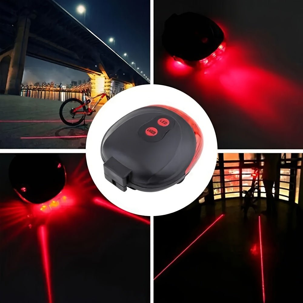 Cat Shop Boys - Bicycle LED Tail Light with 5 LED Lights and 2 Laser Beams - ABS Material, Seatpost Installation, Battery Powered, Does Not Include AAA Batteries, Suitable for 36V or Below