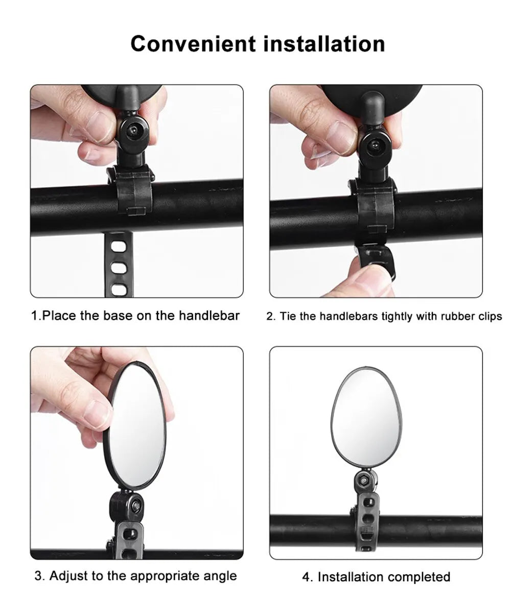 Cat Shop Boys - Bicycle Rearview Mirror With 360 ° Adjustable Rotating Handle, Bar Convex Mirror, Bicycle Outdoor Sports Safety Wide - Angle1pcs