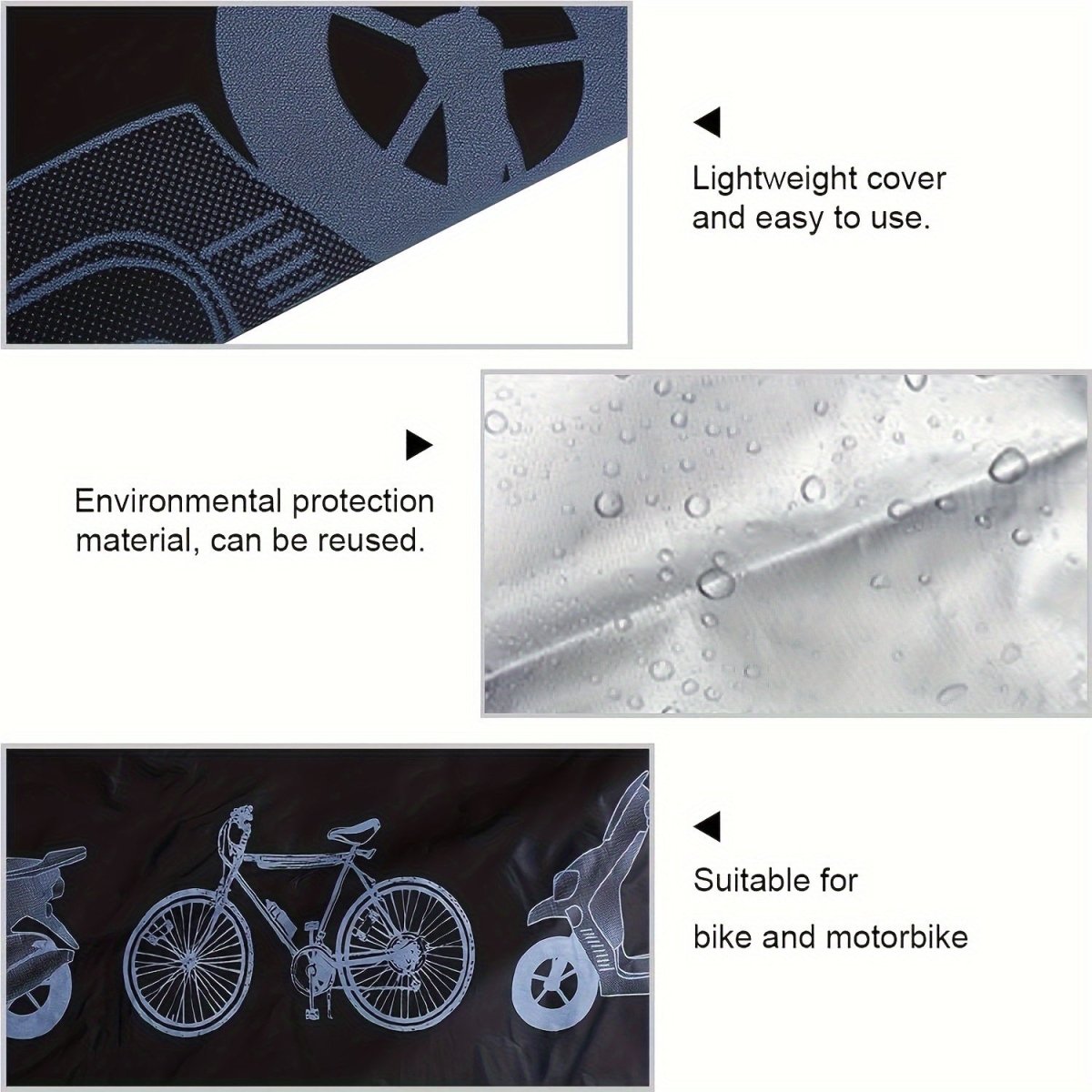 Cat Shop Boys - Bike Cover Waterproof Dustproof UV and Wind Resistant, Machine Washable Polypropylene Bicycle Storage for Indoor Use, Rain and Snow Protection - Black